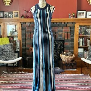 Maeve sweater maxi dress in blue motif size small petite